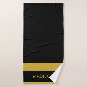 Personalised Custom Name Black Stylish Bath Towel