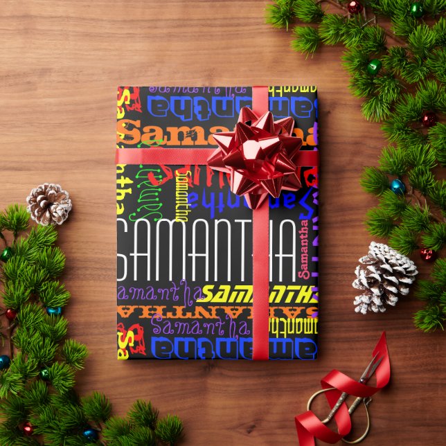 Personalised Custom Name Collage Colourful Birthda Wrapping Paper (Holiday Gift)
