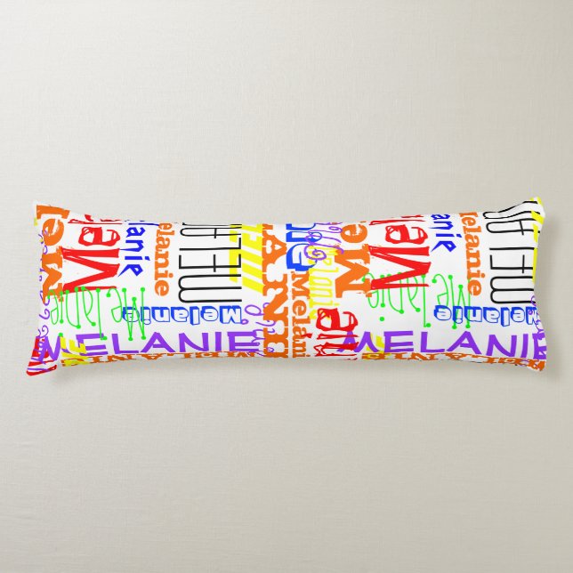 Personalised Custom Name Collage Colourful Body Cushion (Front)