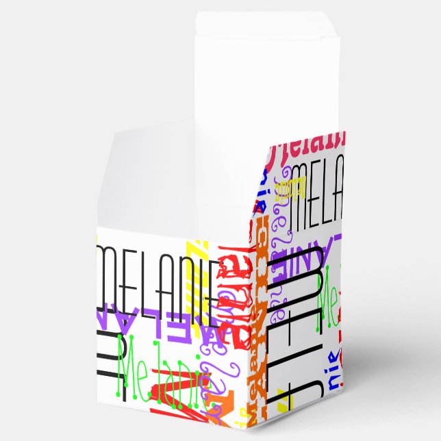 Personalised Custom Name Collage Colourful Favour Box (Opened)