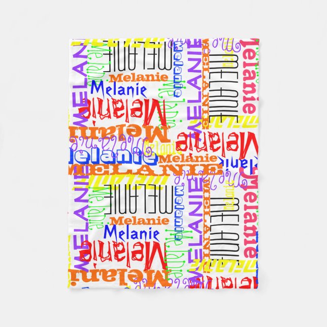 Personalised Custom Name Collage Colourful Fleece Blanket (Front)