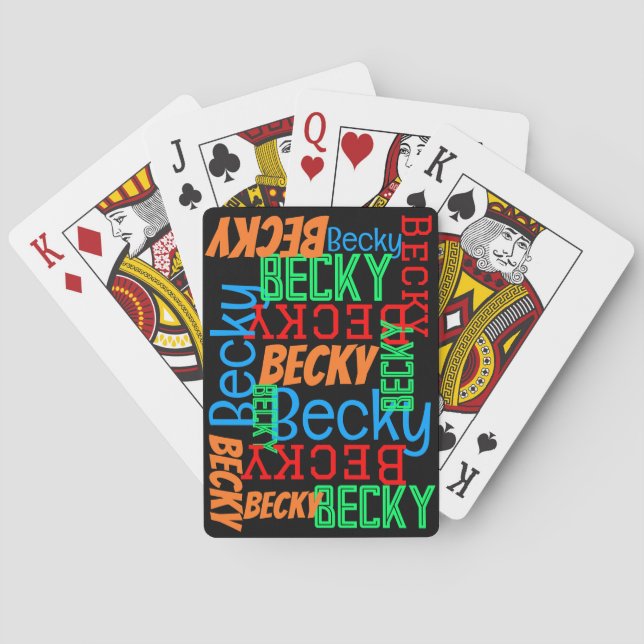 Personalised Custom Name Collage Colourful Playing Cards (Back)