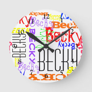 Personalised Custom Name Collage Colourful Round Clock