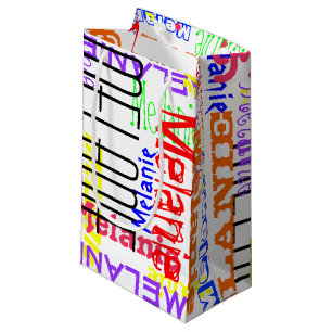 Personalised Custom Name Collage Colourful Small Gift Bag