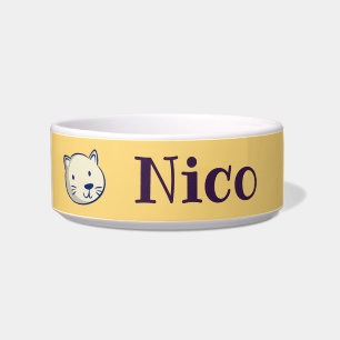 Personalised Custom Name Cute Cat Food or water Bo Bowl
