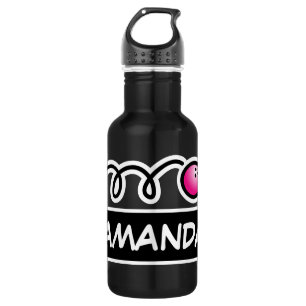 Personalised custom name cute pink bowling ball 532 ml water bottle