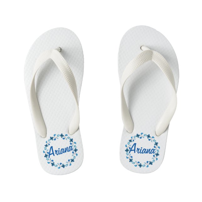 Personalised Custom Name Floral Wreath Flip Flops (Footbed)