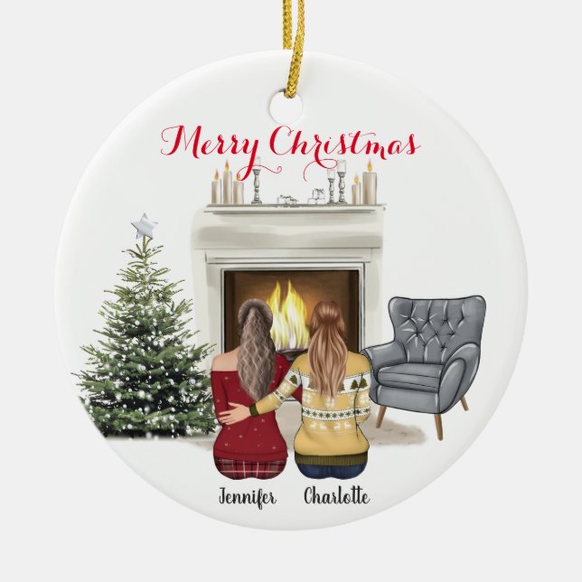 Personalised Custom name for Besties Ceramic Ornament (Front)