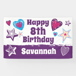 Personalised Custom Name Girls Happy Birthday Banner