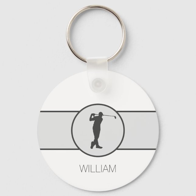 Personalised Custom Name Golfer Gifts Key Ring (Front)