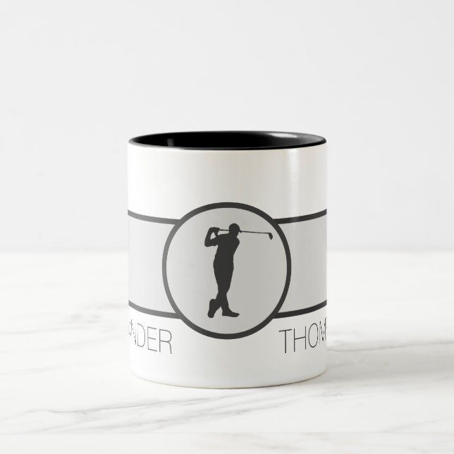 Personalised Custom Name Golfer Two-Tone Coffee Mug (Center)