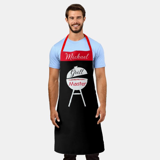 Personalised Custom Name Grill Chef Men's  Kitchen Apron (Worn)
