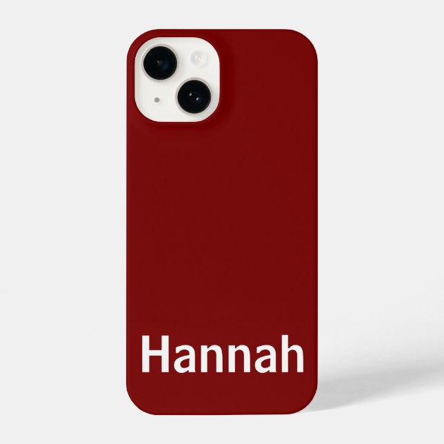 Personalised Custom Name Modern Minimal Cherry Red iPhone Case (Back)