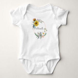 Personalised Custom Name Monogram Floral Wreath Baby Bodysuit