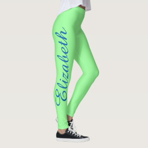 Personalised Custom Name Monogram Mint Green Leggings