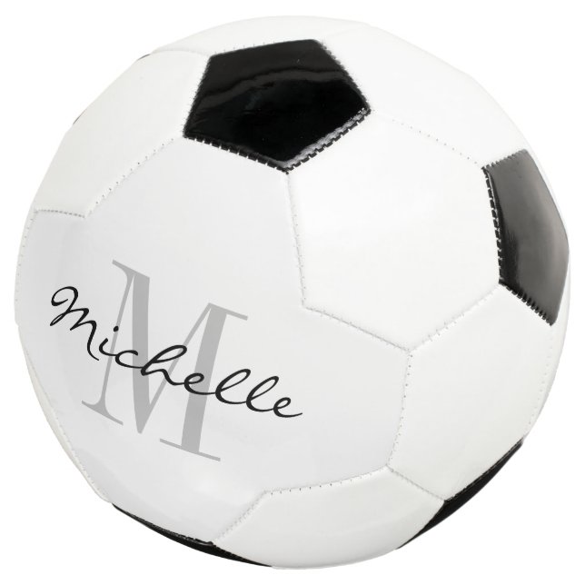 Personalised custom name monogram soccer ball gift (Three Quarter)