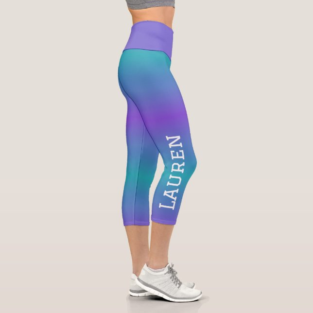 Personalised Custom Name Multi-Colour Capri Leggings (Right)