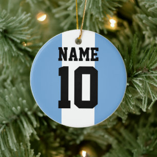 Personalised custom name & number Argentina Flag Ceramic Ornament