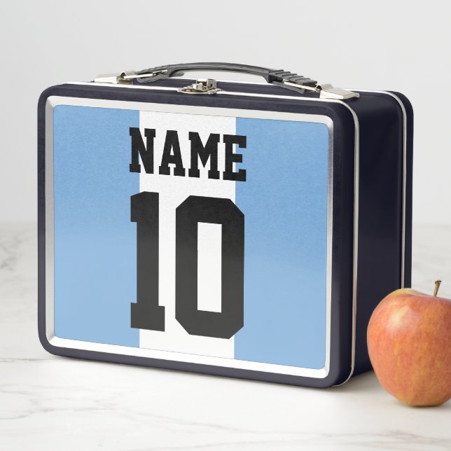 Personalised custom name & number Argentina Flag Metal Lunch Box (In Situ)