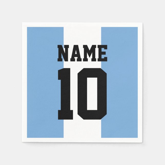 Personalised custom name & number Argentina Flag Napkin (Front)