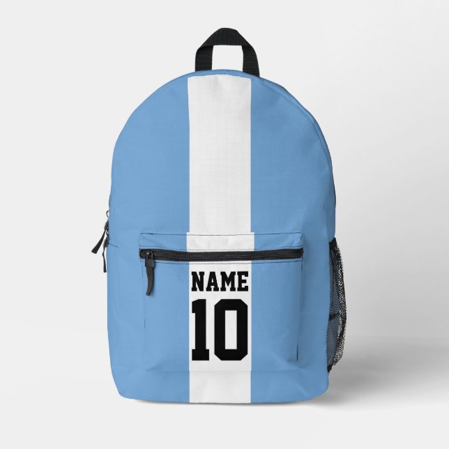 Personalised custom name & number Argentina Flag Printed Backpack (Front)