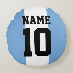 Personalised custom name & number Argentina Flag Round Cushion