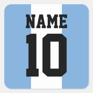 Personalised custom name & number Argentina Flag Square Sticker