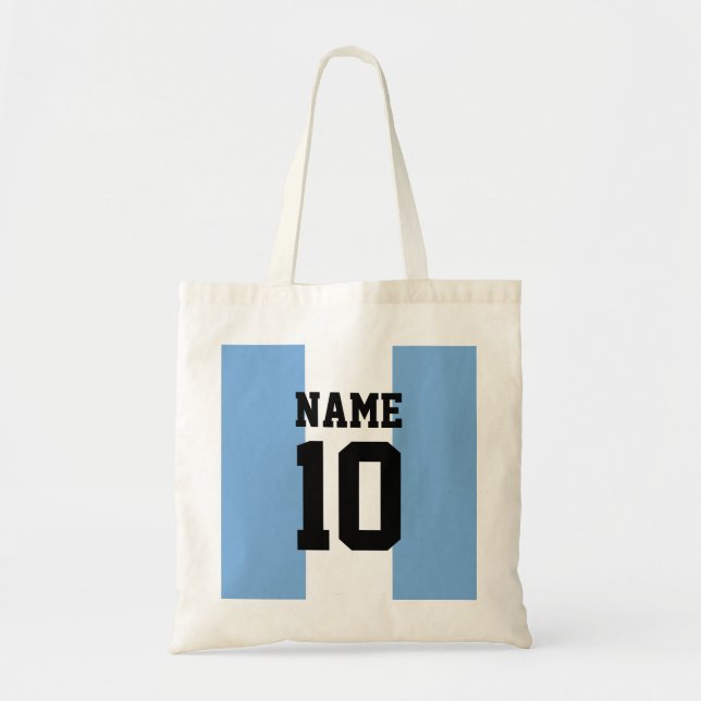 Personalised custom name & number Argentina Flag Tote Bag (Front)