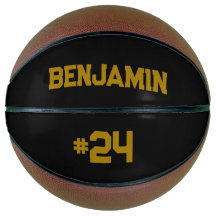 Personalised Custom Name & Number Basketball Gold