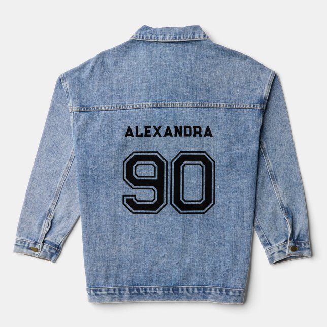 Personalised Custom Name & Number Denim Jacket (Back)