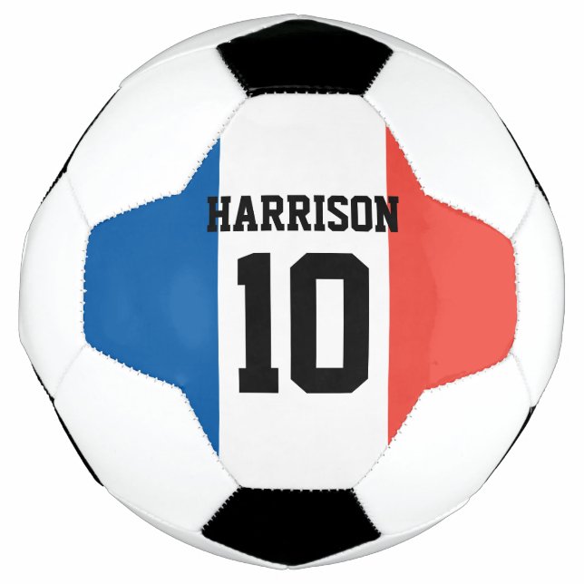 Personalised custom name & number Flag of France Soccer Ball (Front)