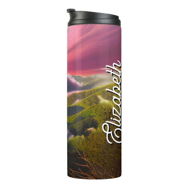 Personalised Custom Name Pink Luminous Sunrise Thermal Tumbler (Rotated Right)