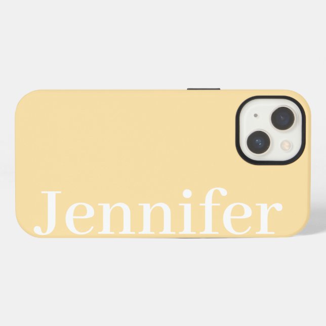 Personalised Custom Name Simple Elegant Beige iPhone Case (Back Horizontal)