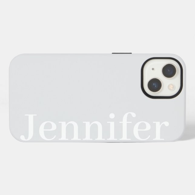 Personalised Custom Name Simple Elegant Light Grey iPhone Case (Back Horizontal)