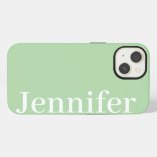 Personalised Custom Name Simple Elegant Pale Green iPhone 13 Case