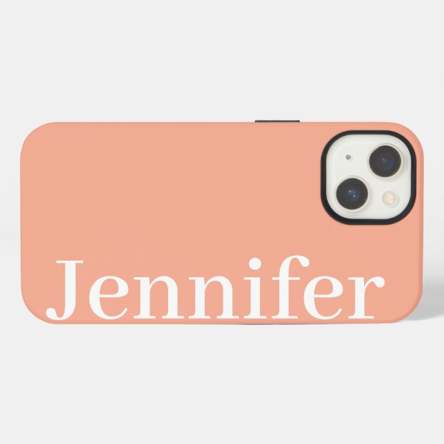 Personalised Custom Name Simple Elegant Peach iPhone Case (Back Horizontal)