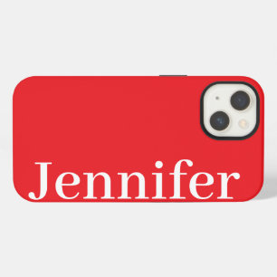 Personalised Custom Name Simple Elegant Red Colour iPhone 13 Case