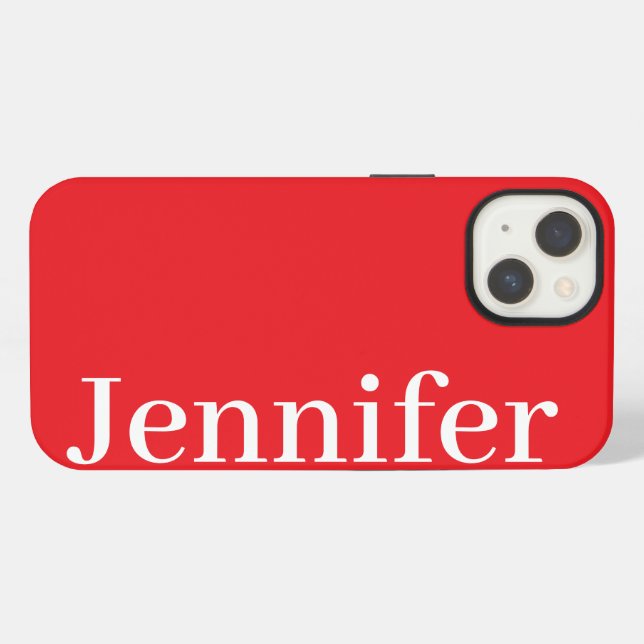 Personalised Custom Name Simple Elegant Red Colour iPhone Case (Back Horizontal)
