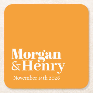 Personalised Custom Name Simple Modern Minimal Square Paper Coaster