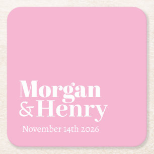 Personalised Custom Name Simple Modern Minimal Square Paper Coaster
