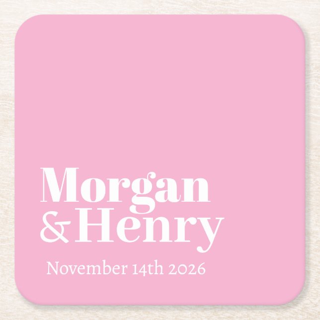 Personalised Custom Name Simple Modern Minimal  Square Paper Coaster (Front)