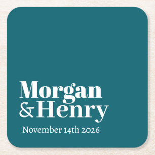 Personalised Custom Name Simple Modern Minimal Square Paper Coaster