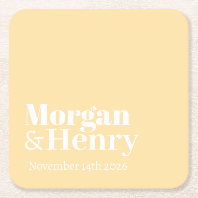 Personalised Custom Name Simple Modern Minimal  Square Paper Coaster (Front)