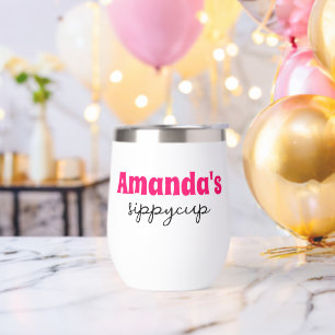 Personalised Custom Name Sippy Cup Wine Tumbler