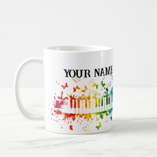 Personalised custom name small for pianist coffee mug (Left)
