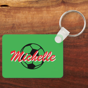 Personalised custom name soccer ball keychain