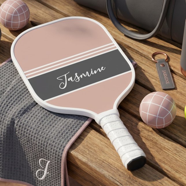 Personalised Custom Name Soft Coral Grey Pickleball Paddle (Creator Uploaded)