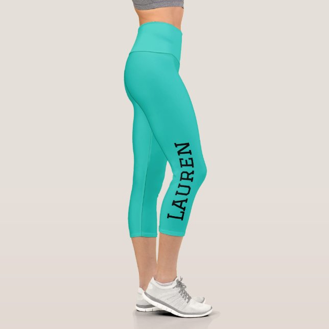 Personalised Custom Name Solid Colour  Capri Leggings (Right)