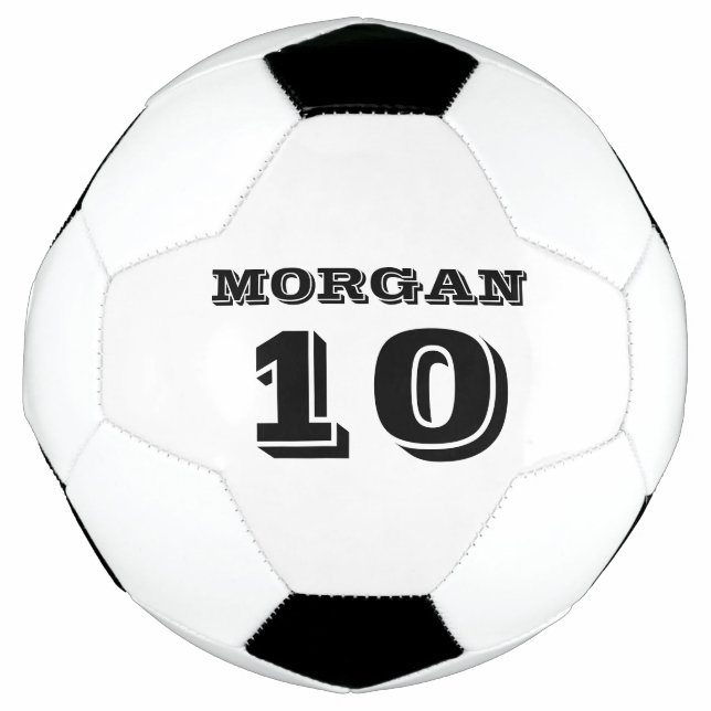 Personalised custom name sports team number modern soccer ball (Front)