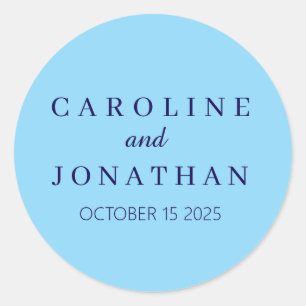 Personalised Custom Name Stylish Minimal Wedding Classic Round Sticker